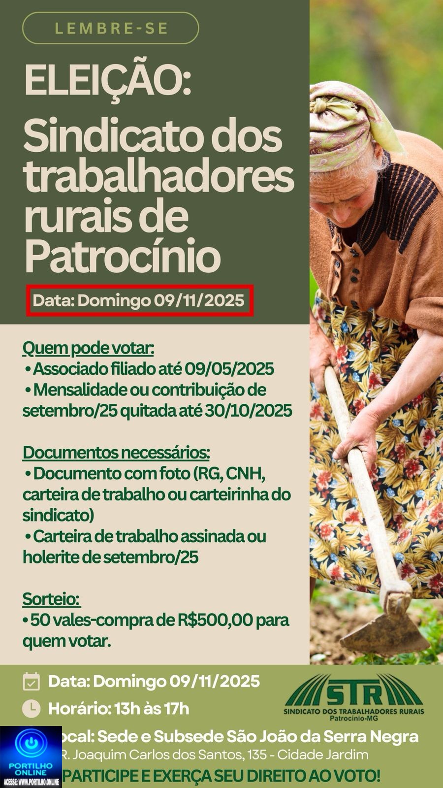 👉👏👊✍️🗳️⚱️*Sindicato dos Trabalhadores Rurais de Patrocínio convoca associados para eleição sindical no dia 9 de novembro*