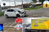 👉📢🚓🚑🚒🚔🚨🫵 Caminhão do “mercado da imprudência” ignora  e veículo branco acaba sendo a vítima do “Mercado  Livre”