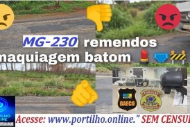  👉👎🐀🐁🐭🚧🚨🚏Serviço parado na MG-230 trecho entre o restaurante do Messias e o Trevo do Enxó virou remendo!