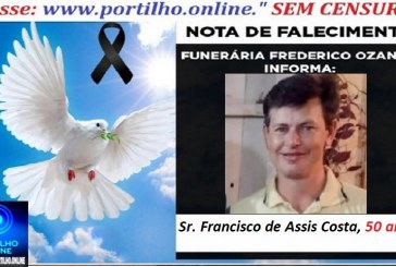 👉📢 😱😭😪⚰🕯😪 NOTA DE FALECIMENTO. FUNERÁRIA FREDERICO OZANAM INFORMA… Faleceu hoje em Patrocinio, o Srº  FRANCISCO DE ASSIS COSTA  50 ANOS