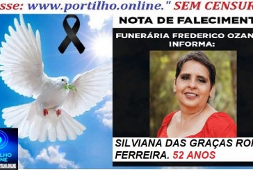 👉📢 😱😭😪⚰🕯😪 NOTA DE FALECIMENTO. FUNERÁRIA FREDERICO OZANAM INFORMA… Faleceu ontem em Barretos, a Srª:  SILVIANA DAS GRAÇAS RORIZ FERREIRA.  52 ANOS