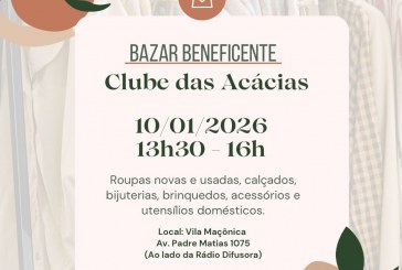 👉✍👏👍🙏👖👔👗👙👘👢💼👓🧥👕👖👚BAZAR BENEFICENTE NO CLUBE DAS  ACÁCIAS ROMÃS. Neste sábado dia 10/01/2026, das 13h30 às 16h, na Vila Maçônica, Av. Padre Matias 1075.
