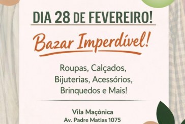 👉✍👏👍🙏👖👔👗👙👘👢💼👓🧥👕👖👚BAZAR BENEFICENTE NO CLUBE DAS ACÁCIAS ROMÃS. Neste sábado dia 28/01/2026, das 13h30 às 16h, na Vila Maçônica, Av. Padre Matias 1075