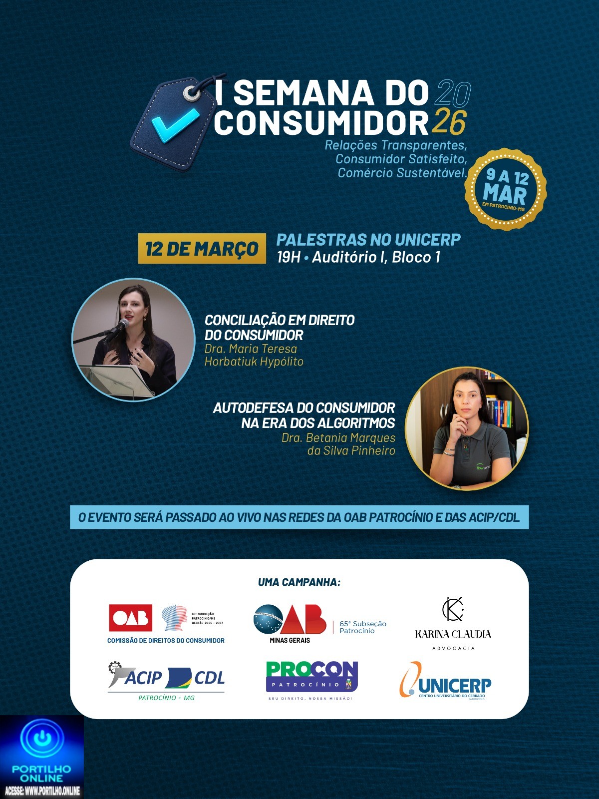 👉👏🤝⚖🫵🏻🫴🏻✍🏻*Palestras no UNICERP encerram a programação da I Semana do Consumidor em Patrocínio*