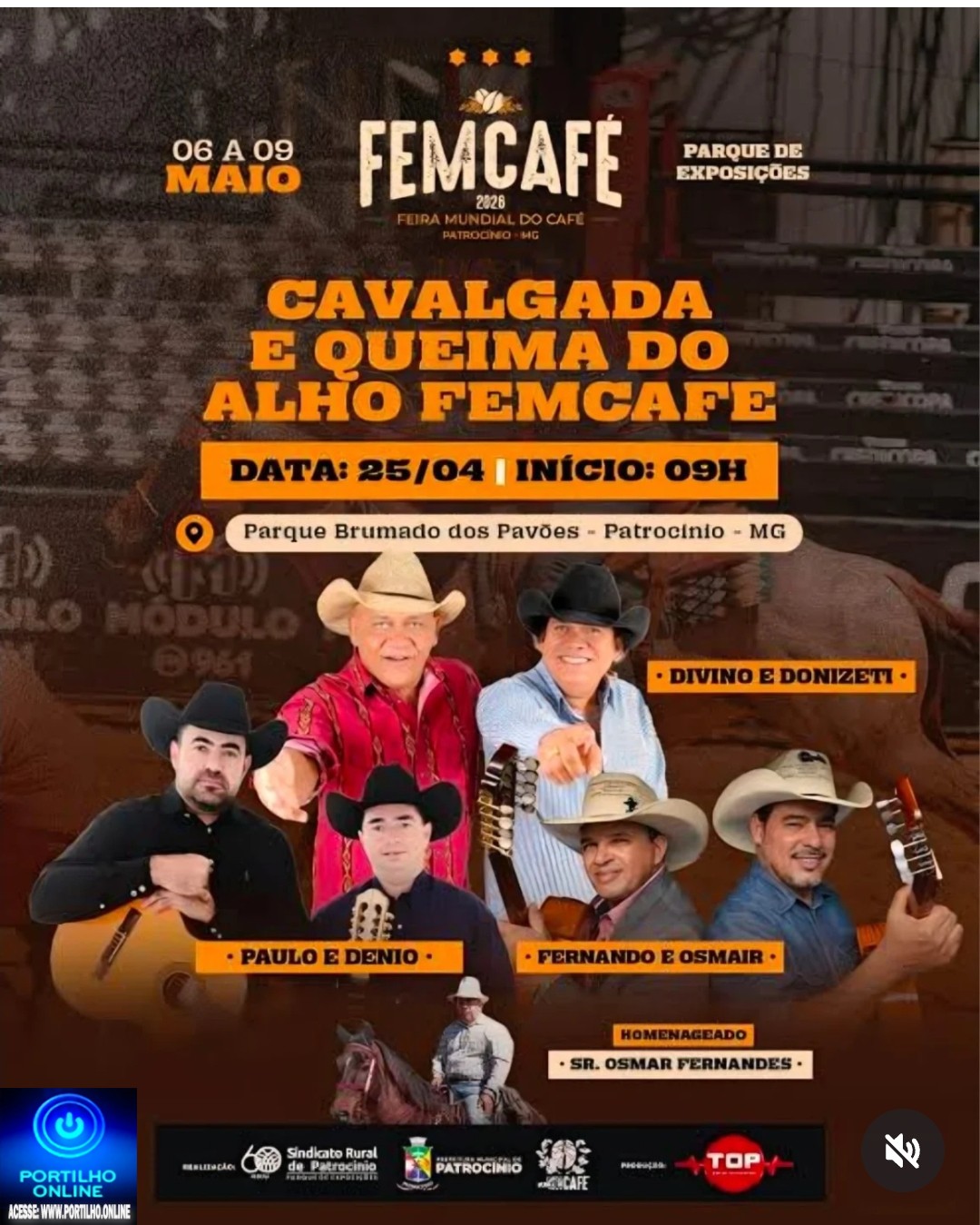 📢👉👏🤝🐎🐎 Cavalgada neste Sábado dia 25/04/26🐴🦓🤠 🐴🤠🍡Cavalgada e Queima do Alho abrem a programação da FemCafé 2026