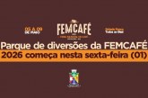 👉🏻👏🏻🫵🏻🎊🎉🚀🎆🎇🪗🎺🎧🥁Parque de diversões da FEMCAFÉ 2026 começa em 1º de maio e segue até o dia 11