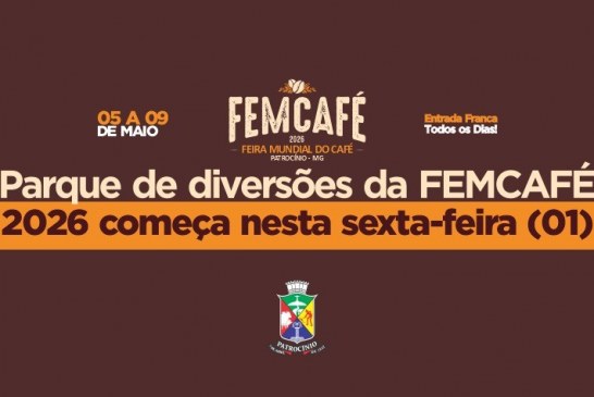 👉🏻👏🏻🫵🏻🎊🎉🚀🎆🎇🪗🎺🎧🥁Parque de diversões da FEMCAFÉ 2026 começa em 1º de maio e segue até o dia 11