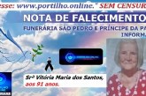 👉LUTO…⚰😔🕯😪😭FUNERÁRIA SAO PEDRO E PRÍNCIPE DA 🕊PAZ🕊🕊 INFORMAM…Faleceu em Patrocínio-MG a Srª Vitória Maria dos Santos, aos 91 anos.
