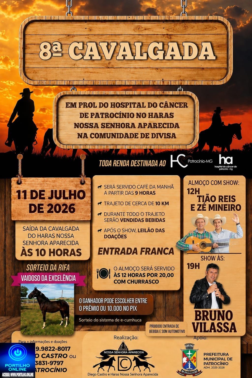 📢👉👏🤝🐎🐎🐴🦓🤠🤠🤠🤠VII cavalgada 🐴🤠🍡 da Divisa.Cavalgada da Divisa: Dia 11 de julho de 2026