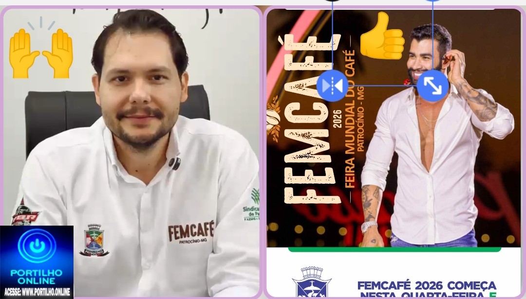 👉🏻🤝👏🏻👍🏻🎊🎉” 👉🏻🤝👏🏻👍🏻🎊🎉 “Dupla de Gustavos” faz a abertura da FEMCAFÉ 2026. 🎈🎇🎆🏆🧢🐦Gusttavo Lima abre a grade de shows da FEMCAFÉ 2026 nesta quarta-feira
