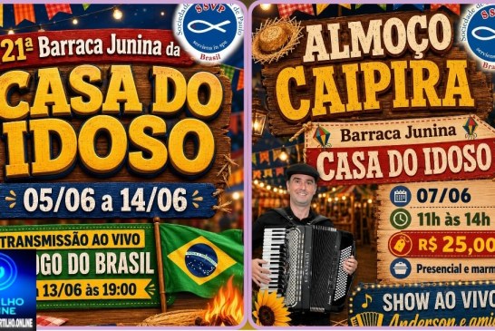 👉📢📢👏👍🎊🎉BARRACA JUNINA DA CASA DO IDOSO. DE 05 A 14 DE JUNHO/2026