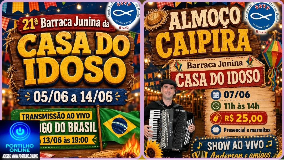 👉📢📢👏👍🎊🎉BARRACA JUNINA DA CASA DO IDOSO. DE 05 A 14 DE JUNHO/2026