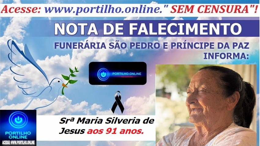 👉LUTO…⚰😔🕯😪😭FUNERÁRIA SAO PEDRO E PRÍNCIPE DA 🕊PAZ🕊🕊 INFORMAM… Faleceu em Araguari-MG a Srª Maria Silveria de Jesus aos 91 anos.