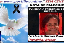 👉 LUTO 😱😭😪⚰🕯😪 NOTA DE FALECIMENTO. FUNERÁRIA FREDERICO OZANAM INFORMA….👉🏻😱😥😓Faleceu em Patrocinio-MG a Srª:Ercides de Oliveira Rosa (Nenzinha) 84anos