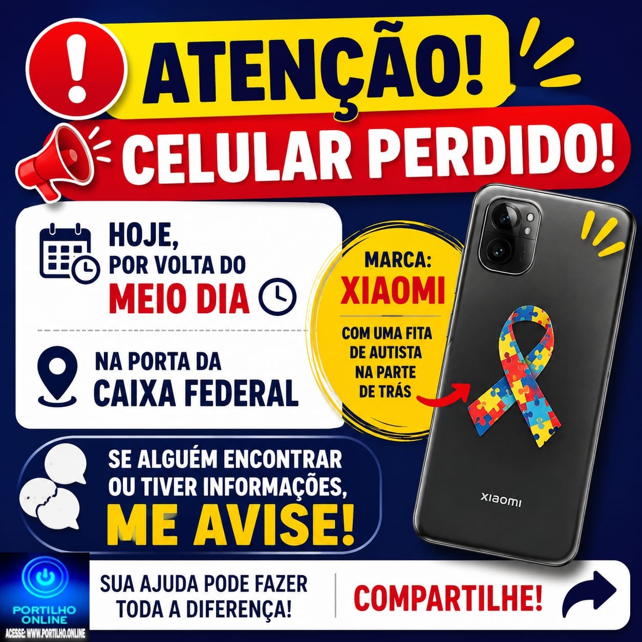👉🗣🧐📢😱😳🔎🚔🔍📲🫵🏻Celular perdido! Modelo e da marca Xiaomi