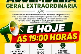 📢👉👍🙌🙏🤙👏🤝Convocação! Assembleia Geral Extraordinária hoje terça feira dia 28/07/26