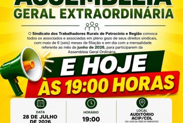 📢👉👍🙌🙏🤙👏🤝Convocação! Assembleia Geral Extraordinária hoje terça feira dia 28/07/26