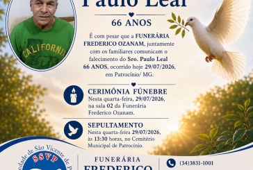👉 LUTO 😱😭😪⚰🕯😪 NOTA DE FALECIMENTO. FUNERÁRIA FREDERICO OZANAM INFORMA….👉🏻😱😥😓Faleceu em Patrocínio- o Sr⁰: PAULO LEAL  66 ANOS