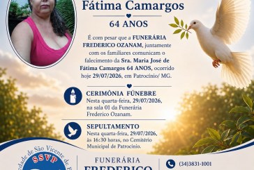 👉 LUTO 😱😭😪⚰🕯😪 NOTA DE FALECIMENTO. FUNERÁRIA FREDERICO OZANAM INFORMA….👉🏻😱😥😓Faleceu em Patrocínio- a Sra: MARIA JOSÉ DE FÁTIMA CAMARGOS  64 ANOS