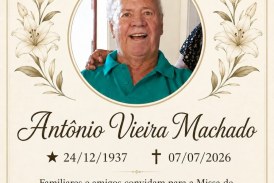 👉📢⛪🕍💒MISSA DE 7 (sétimo)👉🙌😪⚰🕯🙏 A família do Sr.⁰ Antônio Vieira Machado 🪓  agradece,e comunica a realização da Missa de Sétimo dia