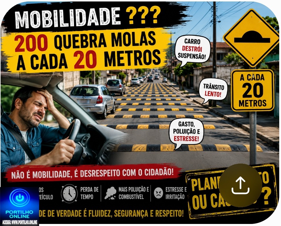 👉🏻🗣️🚧👎🏻🤔🚨🚔🚥🛑🚏Mobilidade ??? 200 quebra molas a cada 20 metros