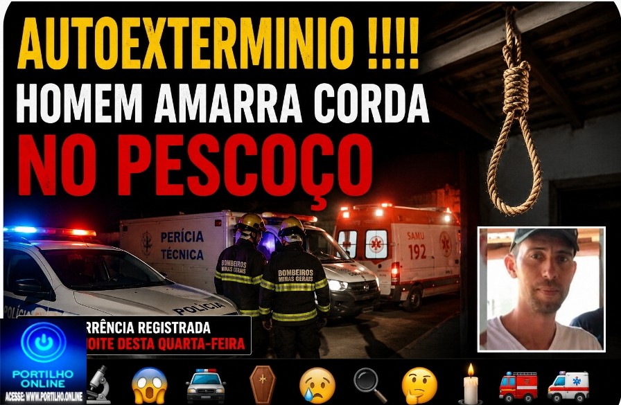 👉🚨🔬😱🚔⚰😥🧐🤔🕯🚒🚑 AUTOEXTERMINIO !!!! HOMEM AMARRA CORDA NO PESCOÇO