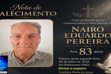 👉LUTO…⚰😔🕯😪😭FUNERÁRIA SAO PEDRO E PRÍNCIPE DA 🕊PAZ🕊🕊 INFORMAM…Faleceu nesta segunda-feira em Patrocínio (MG), o Senhor Nairo Eduardo Pereira, aos 83 anos