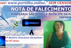 👉LUTO…⚰😔🕯😪😭FUNERÁRIA SAO PEDRO E PRÍNCIPE DA 🕊PAZ🕊🕊 INFORMAM… Faleceu em Patrocínio-MG a Srª Beatriz Graciana Gonçalves aos 67 anos.