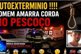 👉🚨🔬😱🚔⚰😥🧐🤔🕯🚒🚑 AUTOEXTERMINIO !!!!  HOMEM AMARRA CORDA NO PESCOÇO