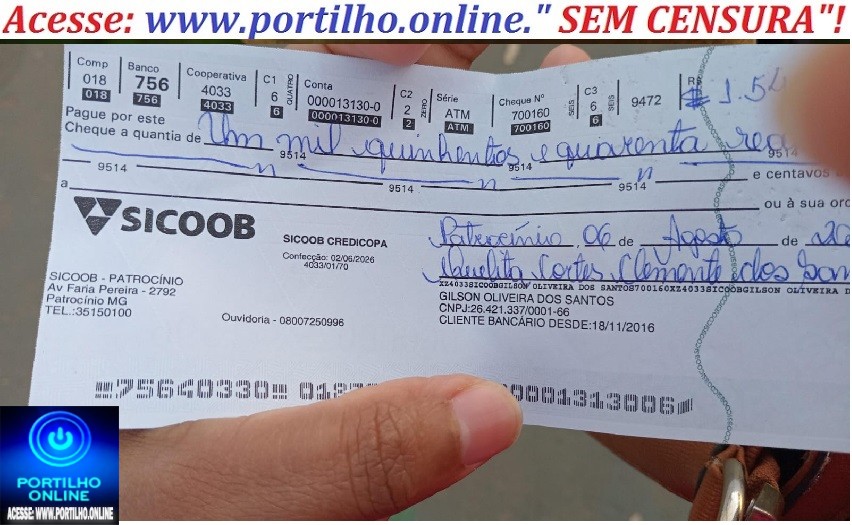👉📢🧐😳😱💸💸💸💸🧾 CHECÃO ENCONTRADO! PROCURa-SE O DONO Bom dia, Portilho! Posta para mim, por favor. Encontrei este cheque no valor de R$ 1.540,00.