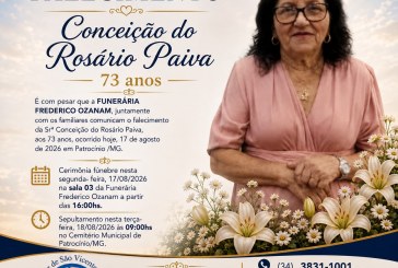 👉 LUTO 😱😭😪⚰🕯😪 NOTA DE FALECIMENTO. FUNERÁRIA FREDERICO OZANAM INFORMA….👉🏻😱😥😓Faleceu em Patrocínio- a Sra: Conceição do Rosário Paiva  73 anos