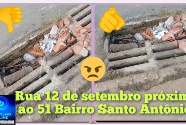 👉🏻🚧🕳️👎🏻⛳🪤😤Portilho nos ajude. Bueiro quebrado: Rua 12 de setembro próximo ao 51- Bairro Santo Antônio