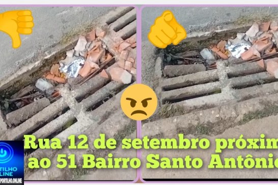 👉🏻🚧🕳️👎🏻⛳🪤😤Portilho nos ajude. Bueiro quebrado: Rua 12 de setembro próximo ao 51- Bairro Santo Antônio