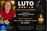 👉 LUTO 😱😭😪⚰🕯😪 NOTA DE FALECIMENTO. FUNERÁRIA FREDERICO OZANAM INFORMA….👉🏻😱😥😓Faleceu em Patrocínio- a Sra:  ANA CARLA RIBEIRO SILVA  48 ANOS