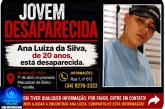 👉🏻🚨😱🚔🚒🚑🤔🫵🏻😪🔍🧐🔎JOVEM DESAPARECIDA Ana Luiza da Silva, de 20 anos, está desaparecida.