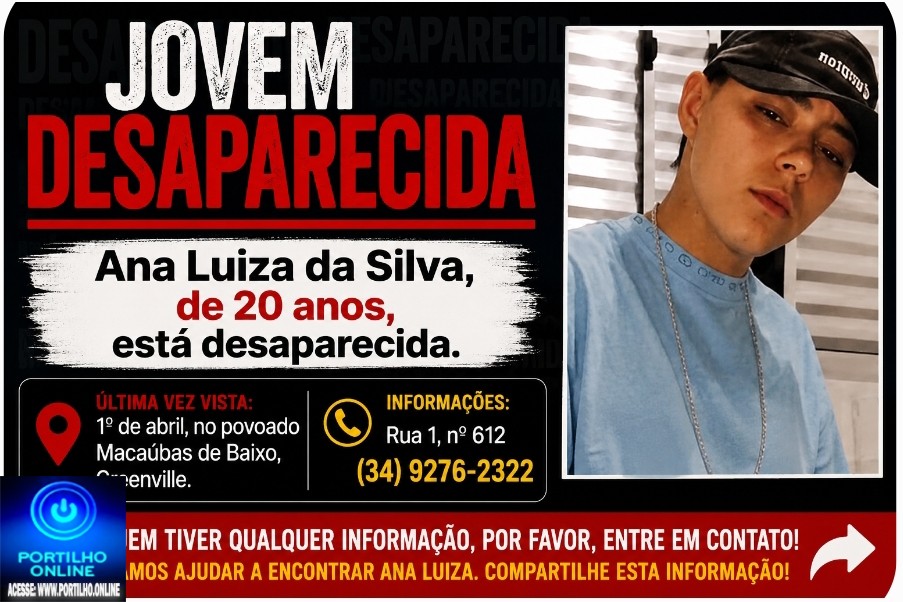 👉🏻🚨😱🚔🚒🚑🤔🫵🏻😪🔍🧐🔎JOVEM DESAPARECIDA Ana Luiza da Silva, de 20 anos, está desaparecida.