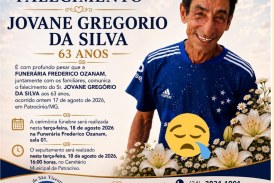 👉 LUTO 😱😭😪⚰🕯😪 NOTA DE FALECIMENTO. FUNERÁRIA FREDERICO OZANAM INFORMA….👉🏻😱😥😓Faleceu em Patrocínio- a Sr:  JEOVANE GREGORIO DA SILVA  63 ANOS
