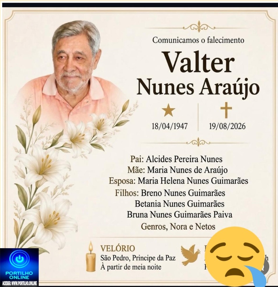 👉LUTO…⚰😔🕯😪😭FUNERÁRIA SAO PEDRO E PRÍNCIPE DA 🕊PAZ🕊🕊 INFORMAM… Faleceu ontem em Patrocinio-MG o Srº Valter Nunes Araújo.