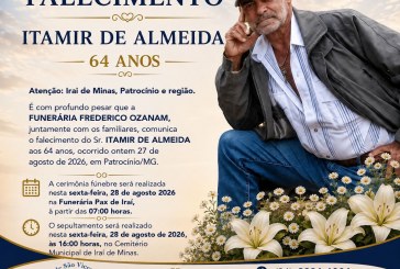 👉 LUTO 😱😭😪⚰🕯😪 NOTA DE FALECIMENTO. FUNERÁRIA FREDERICO OZANAM INFORMA….👉🏻😱😥😓Faleceu em Patrocínio- a Sr: ITAMIR DE ALMEIDA  64 ANOS