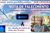 👉LUTO…⚰😔🕯😪😭FUNERÁRIA SAO PEDRO E PRÍNCIPE DA 🕊PAZ🕊🕊 INFORMAM… Faleceu em Patrocínio-MG a Srª Abadia de Castro de Lima, aos 75 anos.