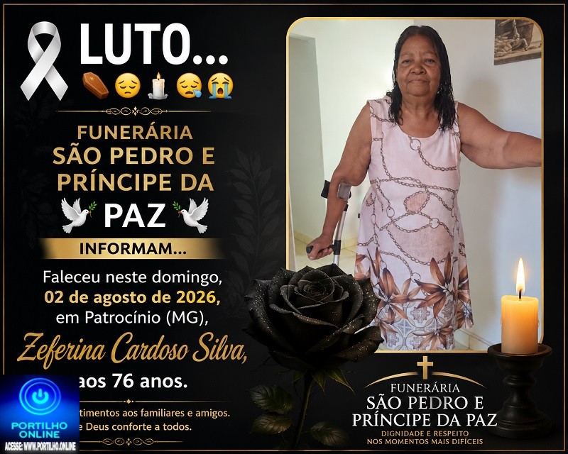 👉LUTO…⚰😔🕯😪😭FUNERÁRIA SAO PEDRO E PRÍNCIPE DA 🕊PAZ🕊🕊 INFORMAM… Faleceu neste domingo, 02  em Patrocínio (MG), Zeferina Cardoso Silva, aos 76 anos.