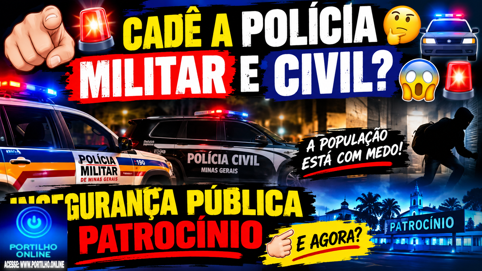 👉🏻😱🚨🚔 CADÊ A POLÍCIA? A POPULAÇÃO ESTÁ COM MEDO! 😡😤  🫵 INSEGURANÇA PÚBLICA ASSUSTA PATROCÍNIO!  ATÉ QUANDO