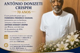👉 LUTO 😱😭😪⚰🕯😪 NOTA DE FALECIMENTO. FUNERÁRIA FREDERICO OZANAM INFORMA….👉🏻😱😥😓Faleceu em Patrocínio- o Sr: ANTÔNIO DONIZETI CRISPIM  70 ANOS