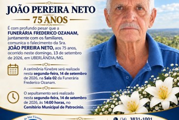 👉 LUTO 😱😭😪⚰🕯😪 NOTA DE FALECIMENTO… FUNERÁRIA FREDERICO OZANAM INFORMA….👉🏻😱😥😓Faleceu em Uberlândia- o Sr: JOÃO PEREIRA NETO  75 ANOS