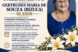 👉 LUTO 😱😭😪⚰🕯😪 NOTA DE FALECIMENTO. FUNERÁRIA FREDERICO OZANAM INFORMA….👉🏻😱😥😓Faleceu em Patrocínio- a Srª: GERTRUDES MARIA DE SOUZA.(BIZUCA)  82 ANOS