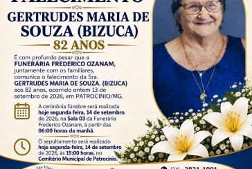 👉 LUTO 😱😭😪⚰🕯😪 NOTA DE FALECIMENTO. FUNERÁRIA FREDERICO OZANAM INFORMA….👉🏻😱😥😓Faleceu em Patrocínio- a Srª: GERTRUDES MARIA DE SOUZA.(BIZUCA)  82 ANOS