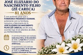 👉 LUTO 😱😭😪⚰🕯😪 NOTA DE FALECIMENTO… FUNERÁRIA FREDERICO OZANAM INFORMA….👉🏻😱😥😓Faleceu em Patrocinio- o Sr:  JOSÉ ELIZIÁRIO DO NASCIMENTO FILHO  (ZÉ CARECA)  81 ANOS
