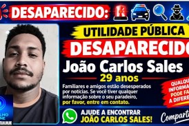 👉🚨🚔🔎🕵🔍 DESAPARECIDO: 👉João Carlos Sales, 29 anos 