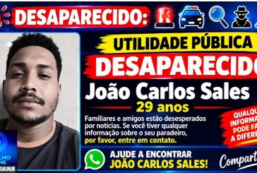 👉🚨🚔🔎🕵🔍 DESAPARECIDO: 👉João Carlos Sales, 29 anos 