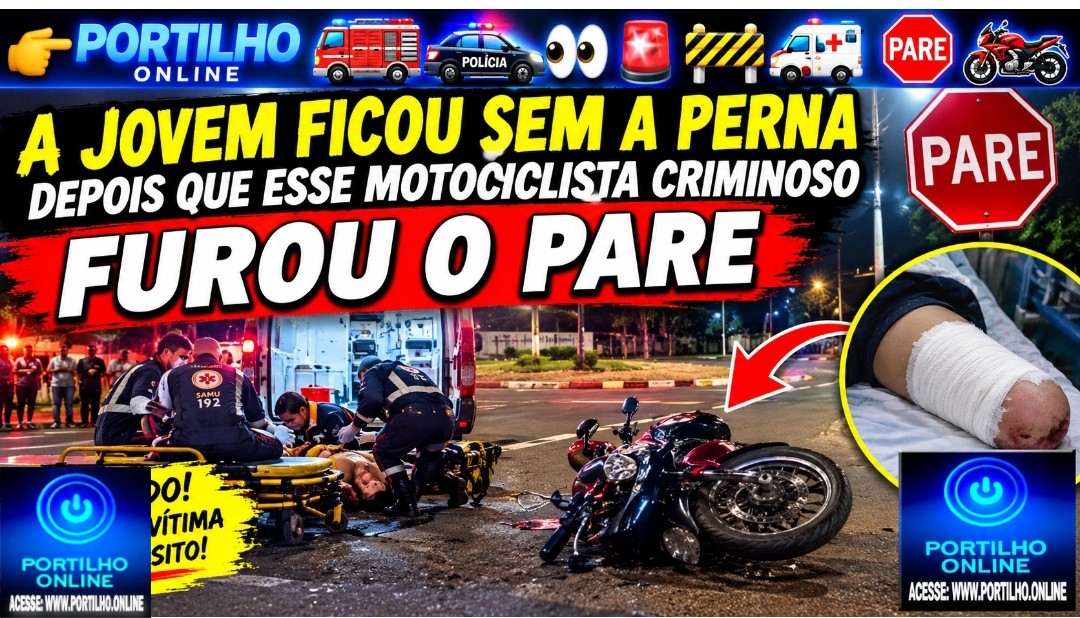 👉🏻🚒🚓👀🚨🚧🚑🛑🏍️Portilho a jovem ficou sem a perna depois que esse criminoso furou o PARE